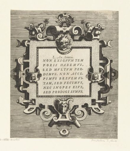 Square cartouche with a quotation from Seneca