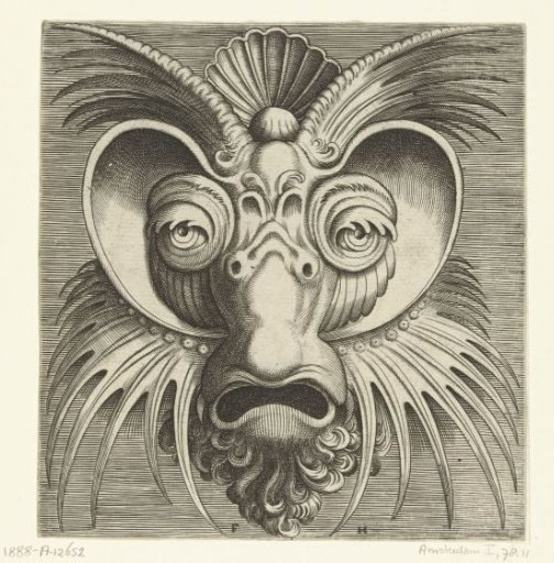 Mask with Saucers Around the Eyes and Pointed Tufts on the Cheeks and Forehead