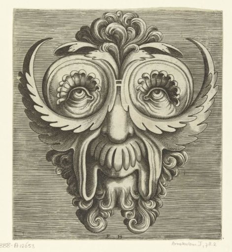Mask with Leaf-shaped Cheekbones, Dish-shaped Eye Sockets and a Tuft of Curls in the Middle of the Head