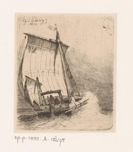 Fishing boat with the number four on the sail