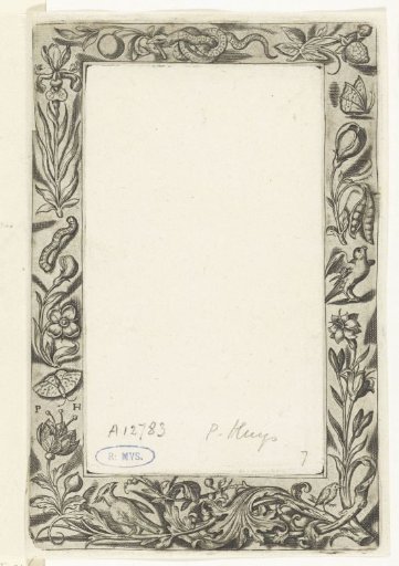 Frame with leafy scrolls at the bottom featuring two birds
