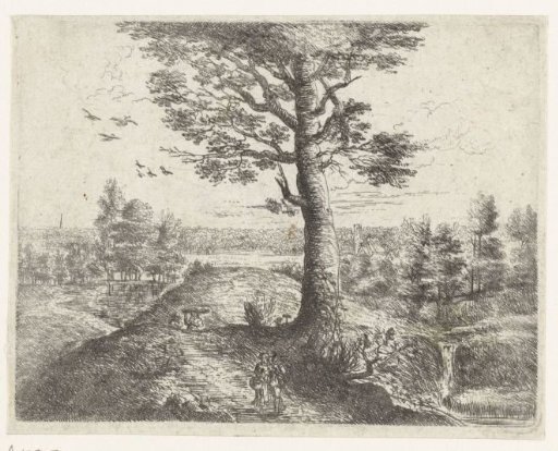 Landscape with a walking couple