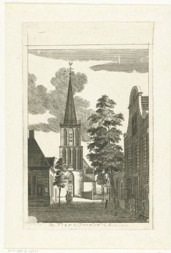 Village view with the church at Diemen