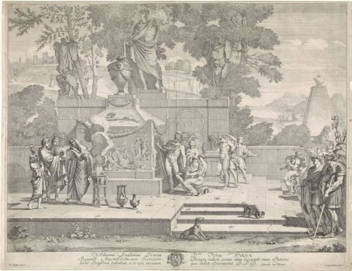 Figures at a classical monument: Caesar before the tomb of Alexander