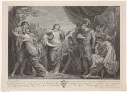 Eteocles and Polynices, admonished by their mother Jocasta to peace