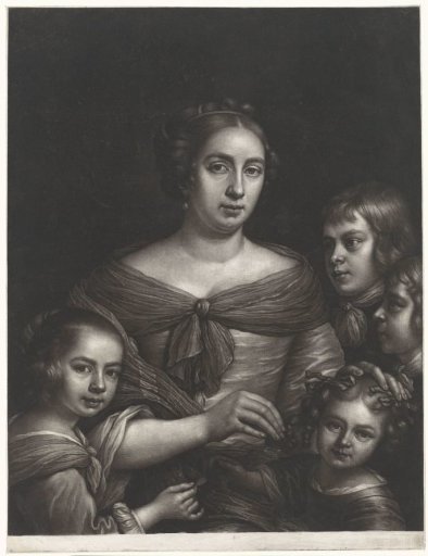 Portrait of a mother with four children