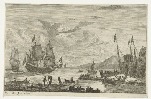 Harbour with Two Large Sailing Ships