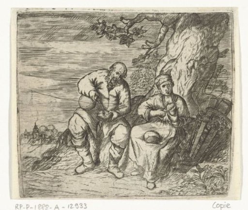 A Man and a Woman Eating Under a Tree