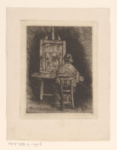 Portrait of Ferdinand de Braekeleer behind his easel