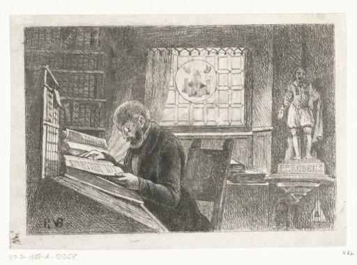 Portrait of Frederik Verachter at his desk in the archive