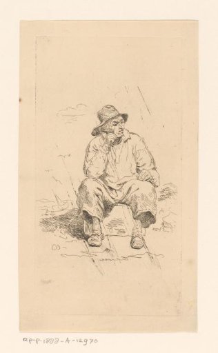 Seated old fisherman