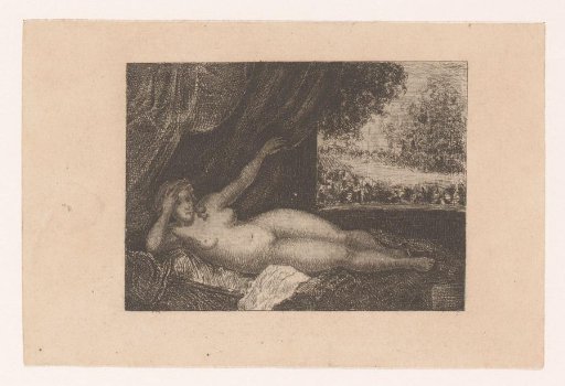 Reclining nude woman on a daybed