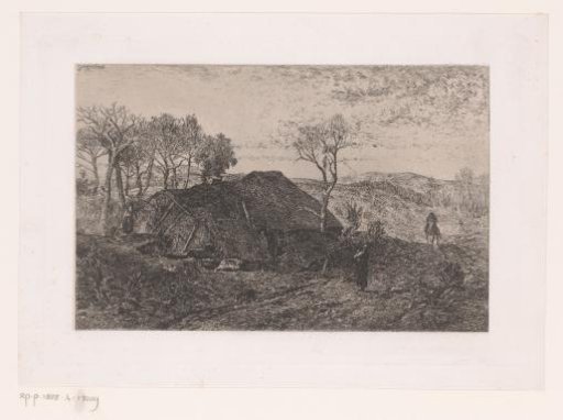 Thatched farmhouse in a landscape
