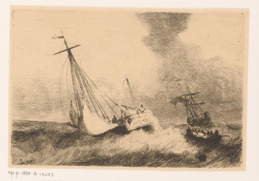 Sailing ship Walvisch from Ostend on rough seas