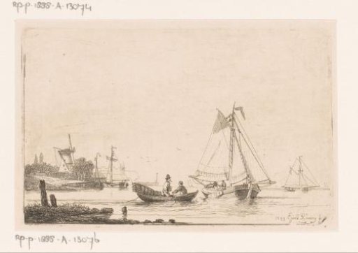 Two men in a rowing boat near Doel