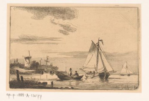 Two men in a rowing boat near Doel