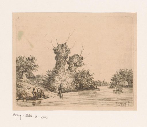 River landscape with willows near Deurne