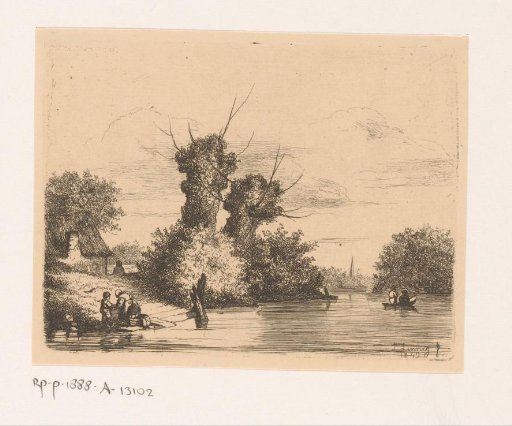 River landscape with willows near Deurne