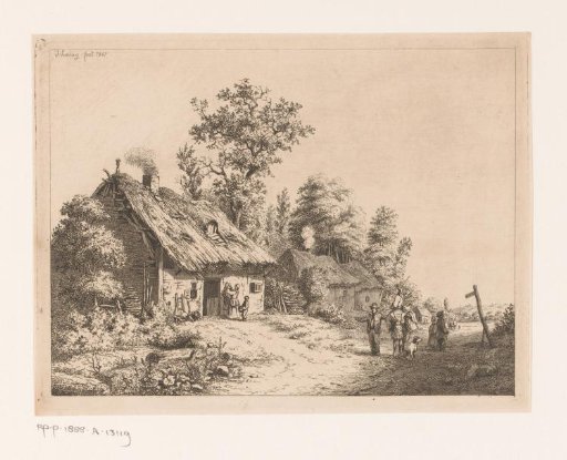 Landscape near Halle with thatched farmhouses