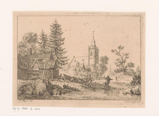 Shipyard with a church in the background