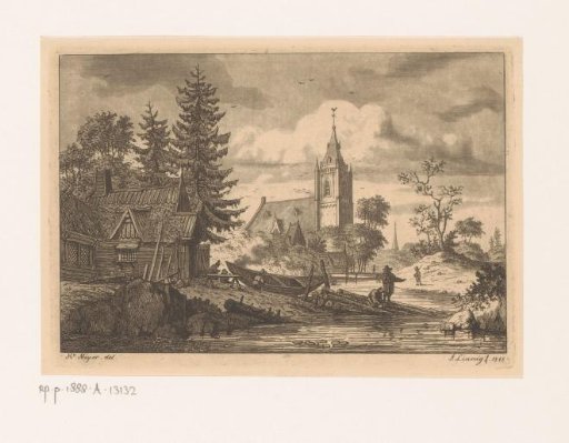 Shipyard with a church in the background