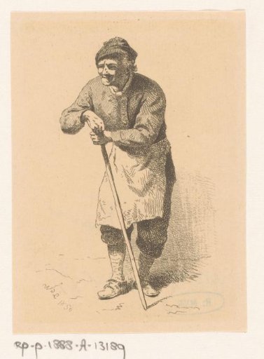 Old man leaning on a cane