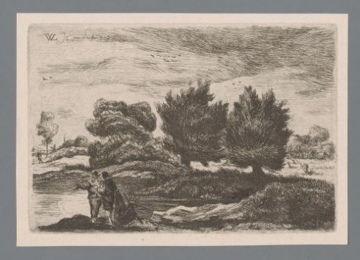 Figures in a landscape with willows