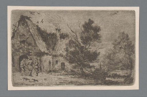 Landscape with four figures at a farm
