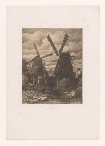 Two mills near a bridge