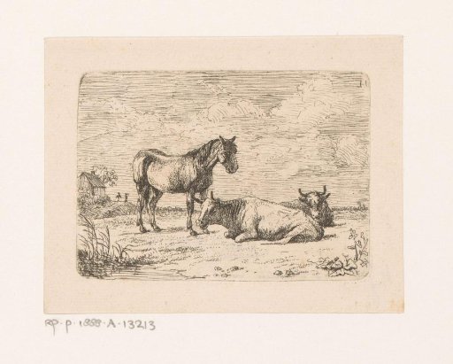 Horse and two cattle