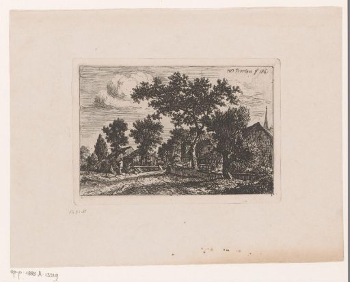 Man and woman in conversation near a village
