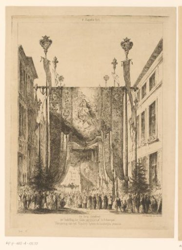 Decoration of the Kipdorp in Antwerp during a procession