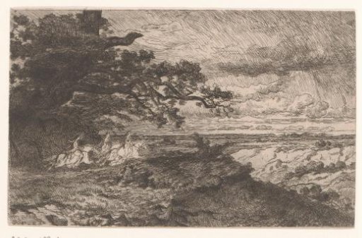 Three Amazons on Horseback in a Hilly Landscape