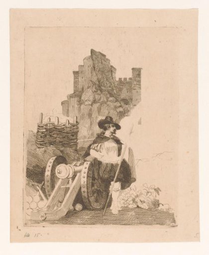 Man by a Cannon Behind a Gabion