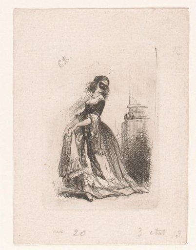 Masked Woman in Ball Gown