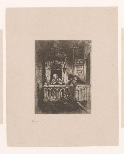 Man and woman leaning over the edge of a balcony
