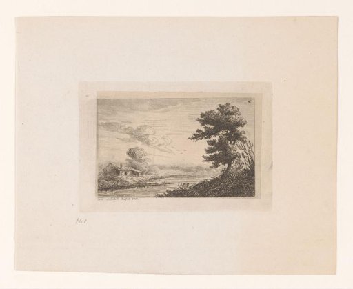 Landscape with a house on the bank of a river
