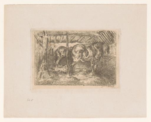 Two horses in a stable