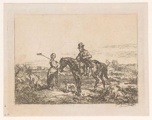 Landscape With A Man On Horseback And A Woman With A Rake