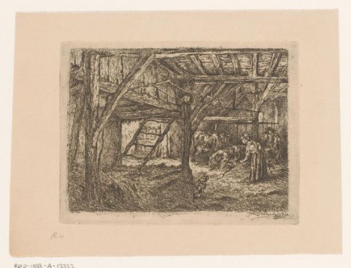 Woman At Work In A Cowshed