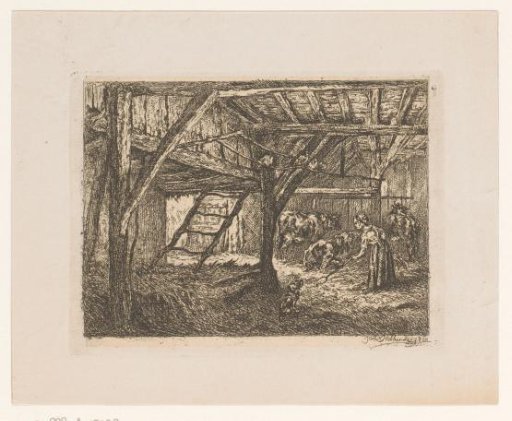 Woman At Work In A Cowshed