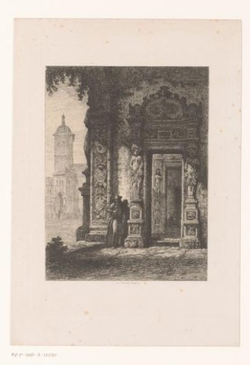 Man with a Hat at a Monumental Gate, with a Tower in the Background on the Left