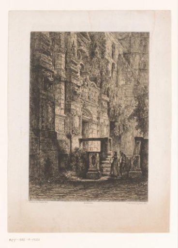 Two Figures at the Facade of the Castle in Heidelberg