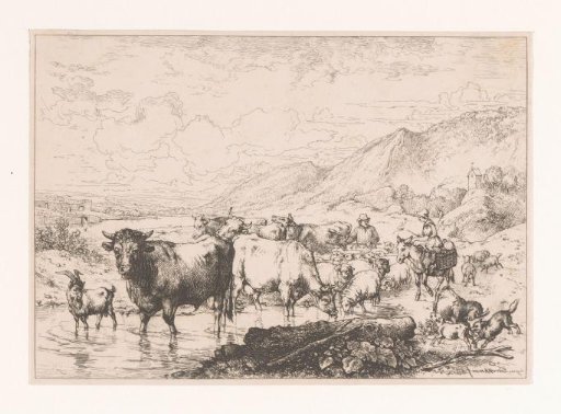 Landscape with Shepherds and Cattle in a Stream
