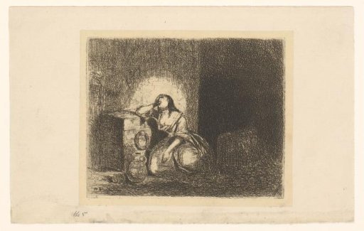 Dungeon with a woman chained to a low wall