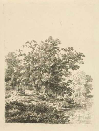 Figures on a forest path
