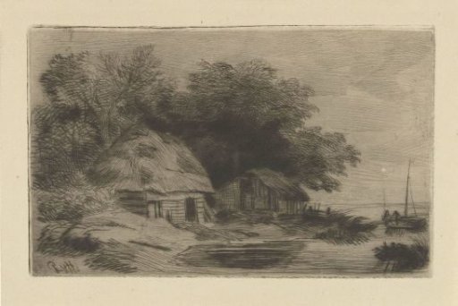 Two barns on a bank