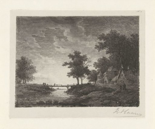 Landscape with figures near a bridge