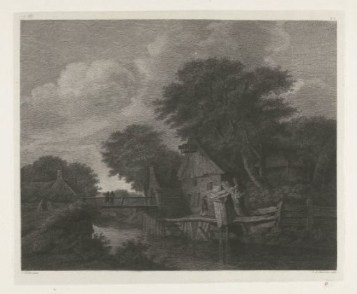 Village view with wooden houses by a river