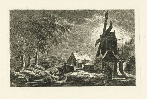 Landscape with mill by moonlight